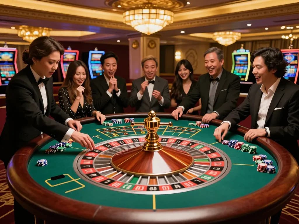 Players placing bets at the roulette table during an exciting 89bet casino gaming experience.