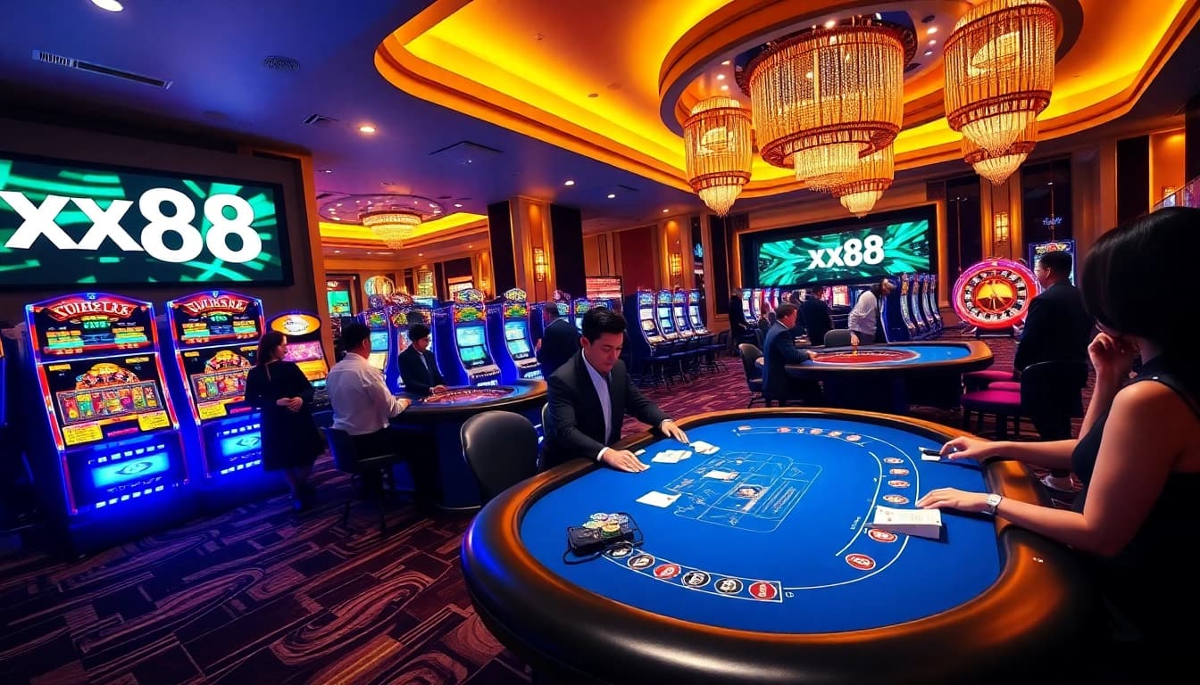 Experience the thrill at xx88 casino, where professional dealers and vibrant games await.