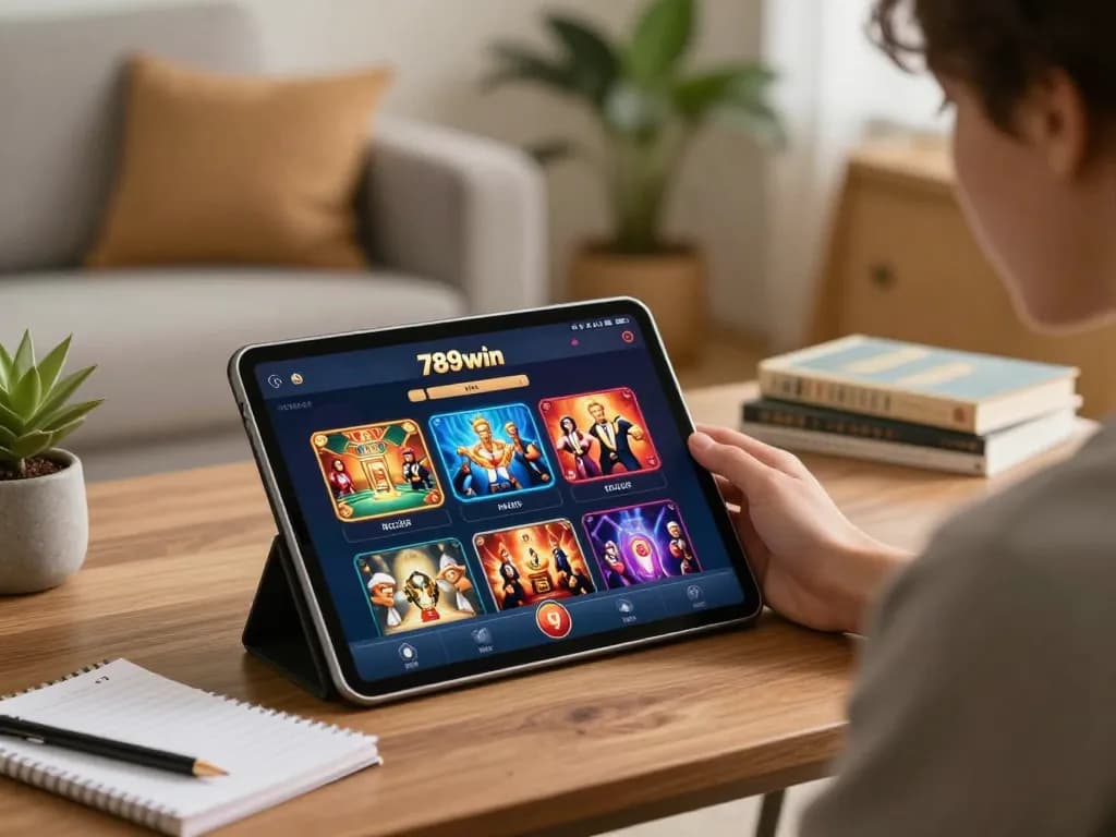 Engaging with 789win đăng nhập on a tablet while enjoying a cozy home setup.