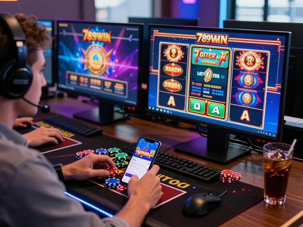 Engaging online gaming moment with bright 789win slot displays and immersive atmosphere.