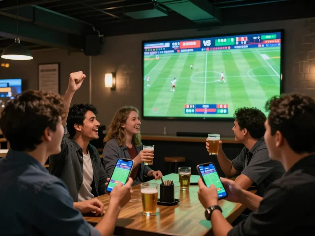 Excited bettors celebrating the latest ผลบอล event in a vibrant sports bar atmosphere.