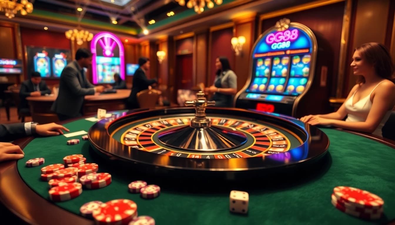 Experience the excitement of GG88 with thrilling casino gameplay at a luxury roulette table.