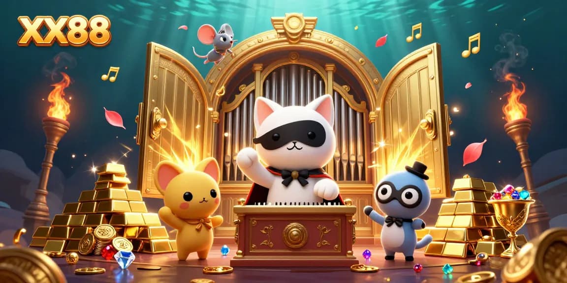 Spin the reels with XX88 and enjoy dazzling treasures in a vibrant casino scene.