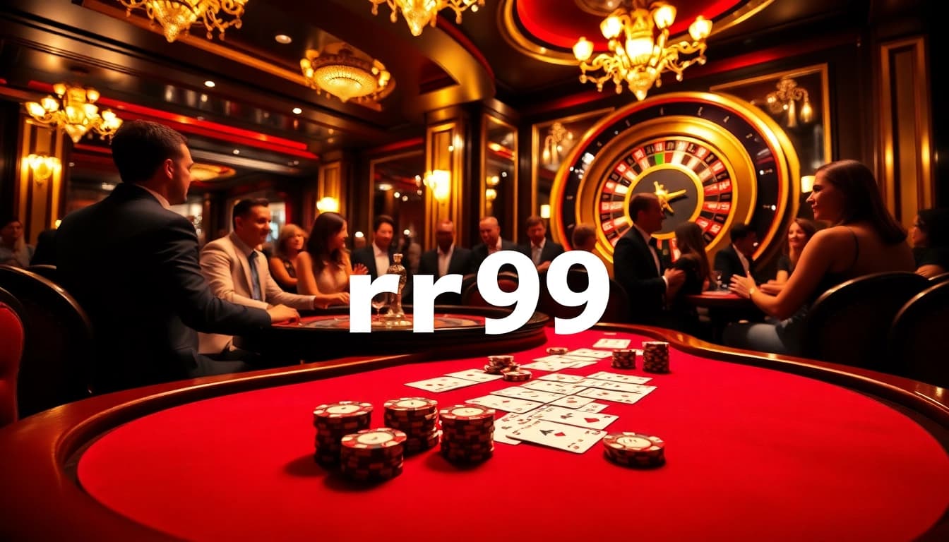 Experience high-stakes poker action with rr99 strategy at an elegant casino table.