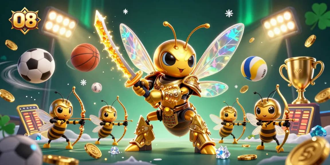 Join O8 in this festive 3D action scene with charming characters and sports betting excitement.