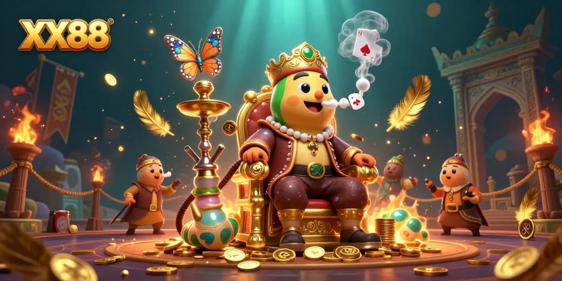 Experience the thrilling world of XX88, where a whimsical caterpillar sultan presides over an exciting casino adventure.