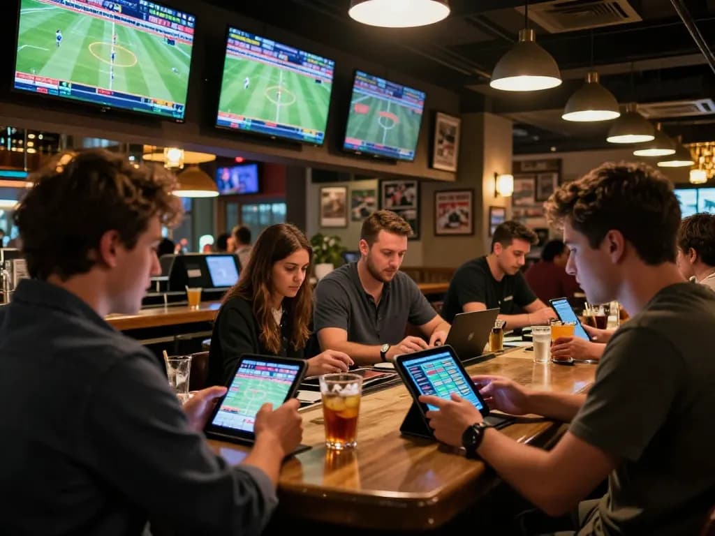 SV368HN sports betting action at a vibrant sports bar with enthusiasts engaged in live match excitement.