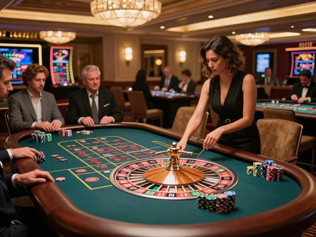Players engaging with roulette at sin888 casino, highlighting energetic gaming atmosphere.