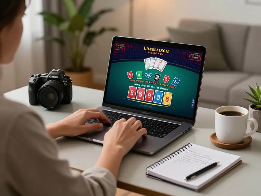 Engaging online gameplay on luck8l platform with immersive blackjack session at home.