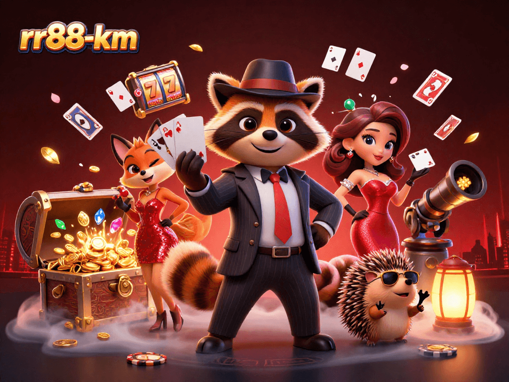 Experience exciting gaming moments with rr88-km, showcasing 3D characters and vibrant casino elements in action.
