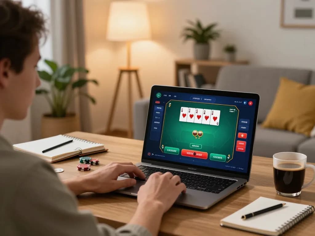 Join the excitement of Au88 with a cozy at-home poker gaming session showcasing strategy and engagement.