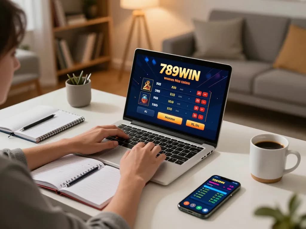 Engaging in online gaming on 789WIN with various strategies and tools at home.