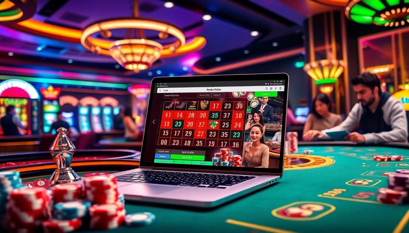 Experience thrilling gameplay at https://88new.autos/ with vibrant casino visuals, poker chips, and roulette.