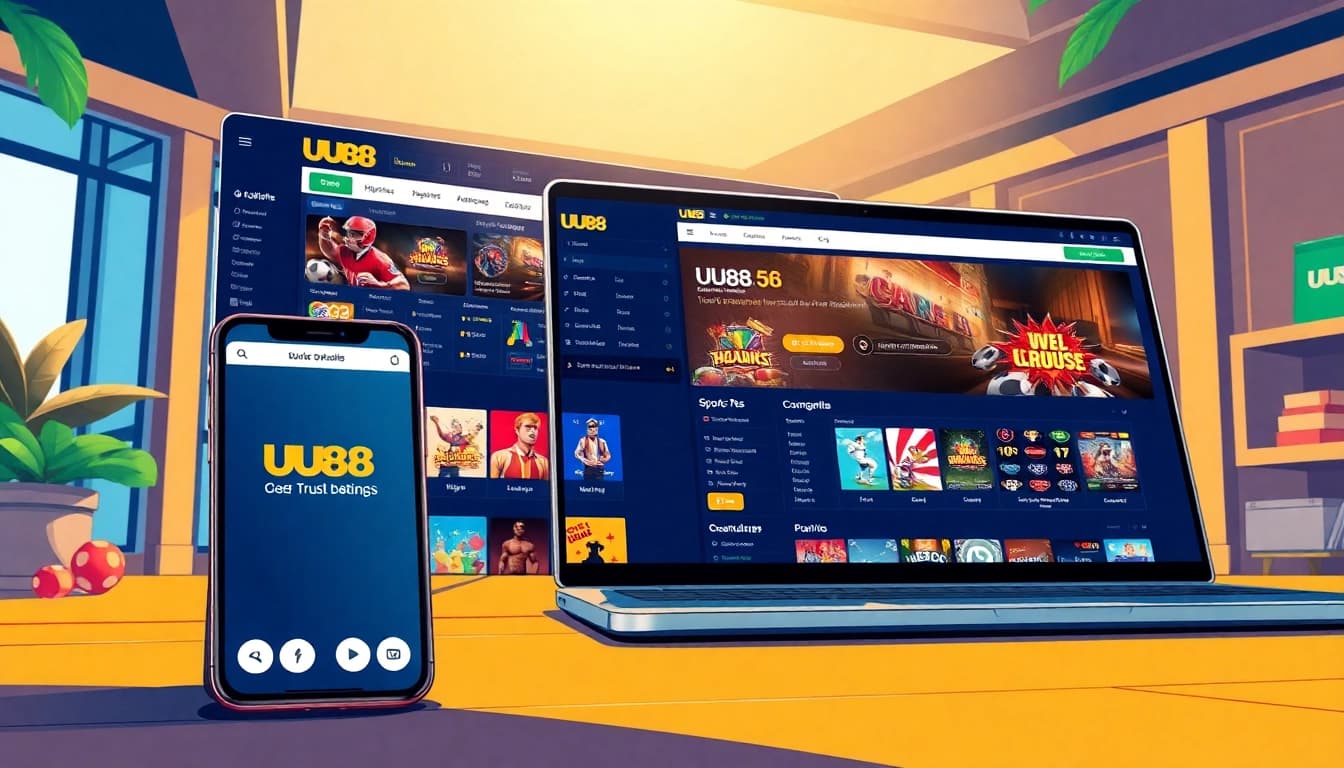 UU88 online betting platform showcasing a vibrant interface with sports and casino options.
