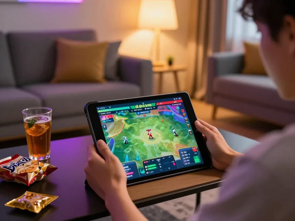Engaging atmosphere of đá gà trực tiếp as a player uses a tablet to gamble online.