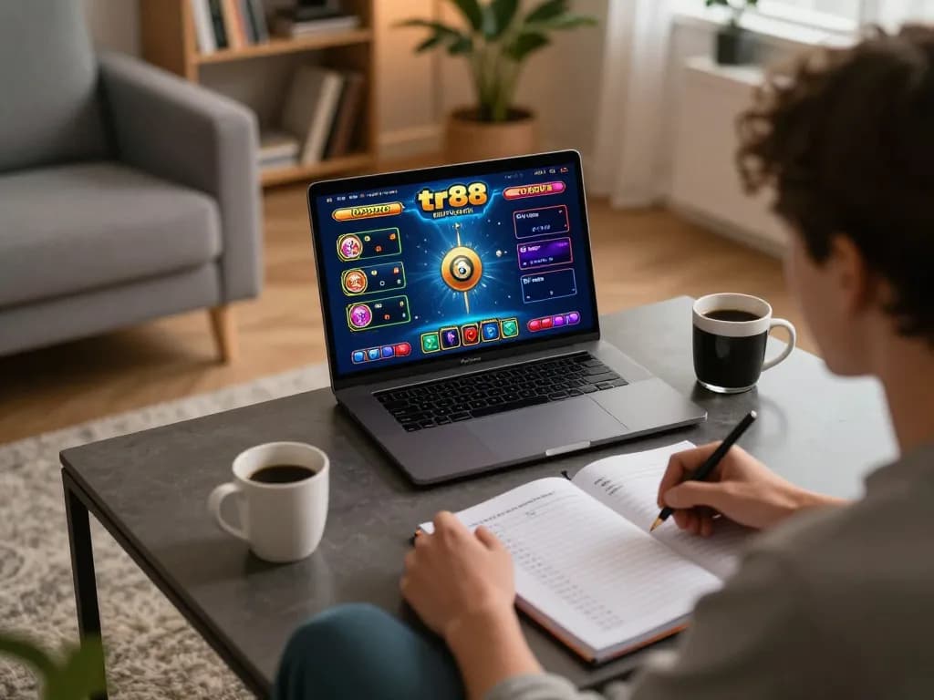 Players engage with tr88 at home, showcasing strategies and a modern gaming setup.