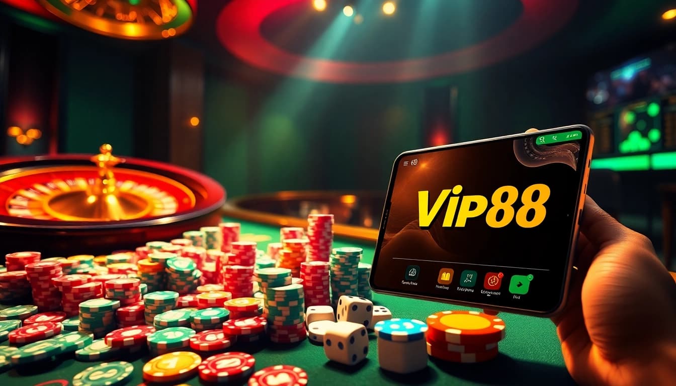 Experience the thrill of gambling with Vip88's vibrant casino visuals and exciting gameplay.