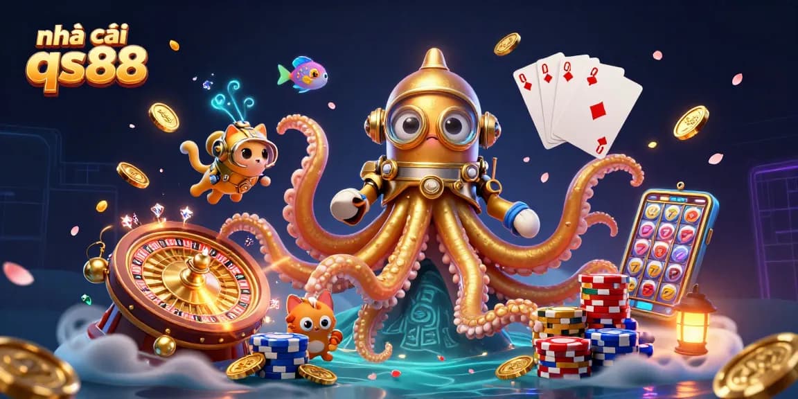 Engage with the thrilling games at nhà cái qs88 featuring a colossal kraken and vintage diving cat.
