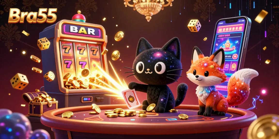 Engage in thrilling gameplay at Bra55 with a black hole cat capturing chips and cards amidst cosmic casino excitement.