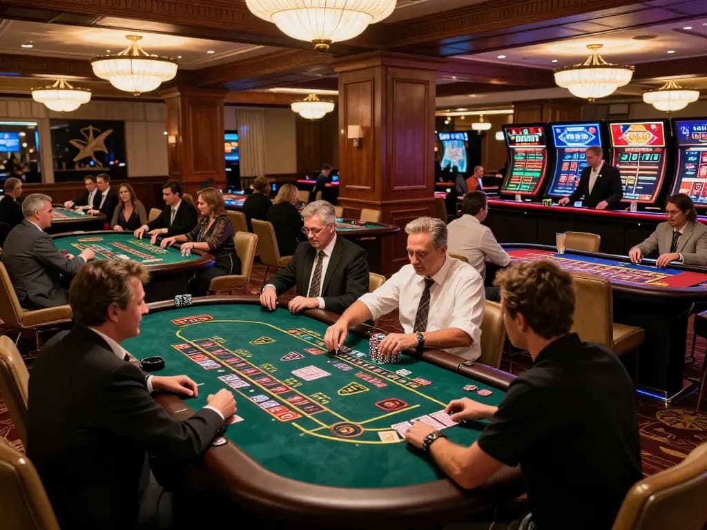 Players strategizing at the romantic go8 casino table under warm lights, emphasizing thrilling experiences.