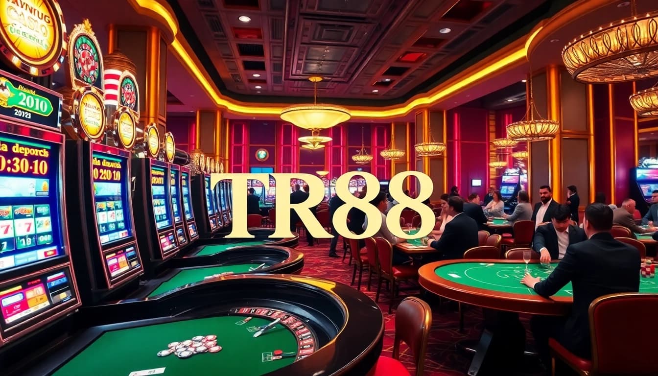 Players enjoying the thrill of gambling at TR88 casino with vibrant slots and roulette.