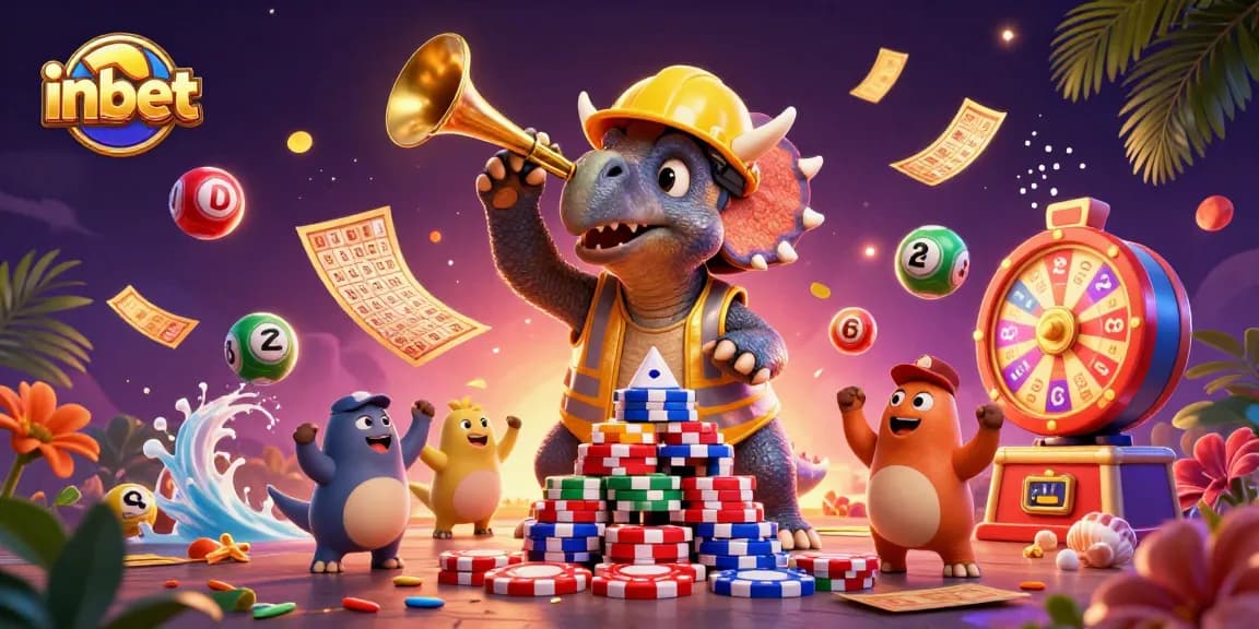 Engage in thrilling gameplay with inbet as a vibrant 3D cartoon illustration unfolds at the casino.