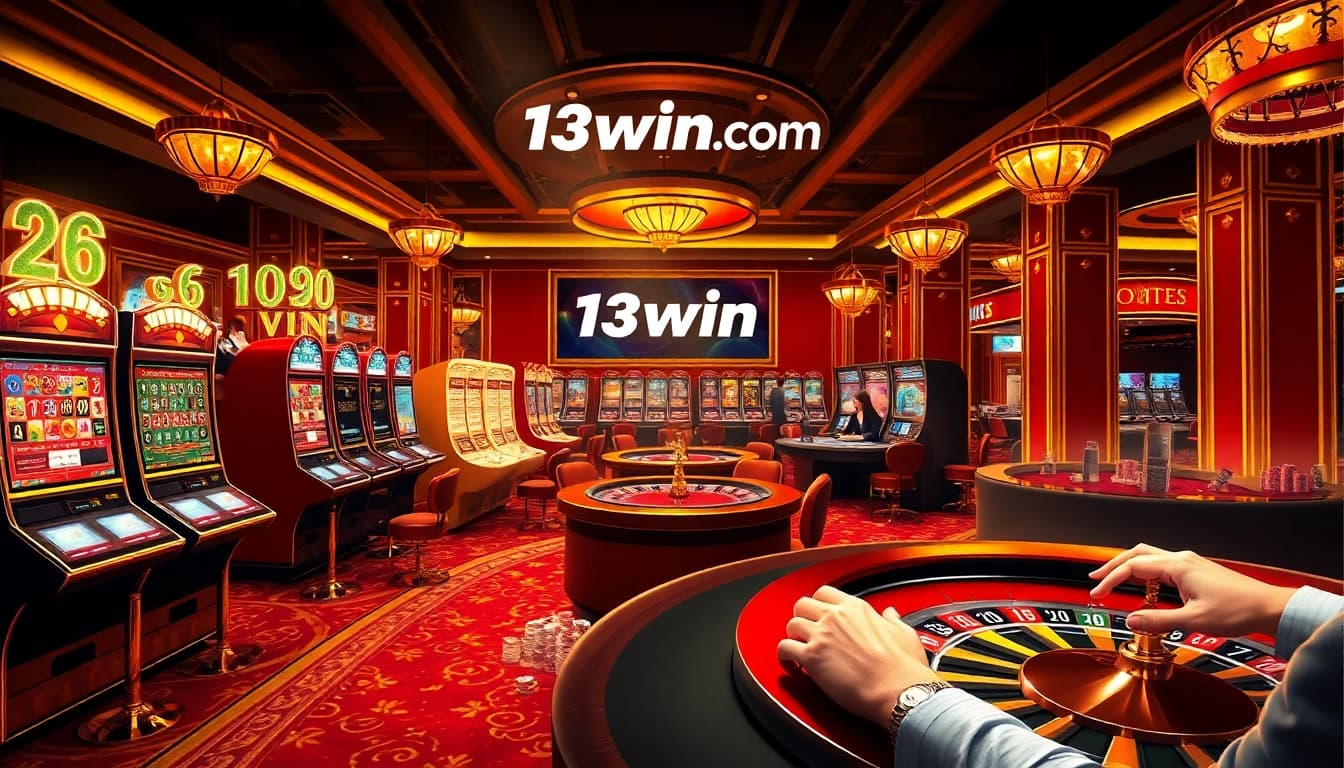 Experience thrilling moments at 13win.com, featuring vibrant casino tables and exciting gaming actions.