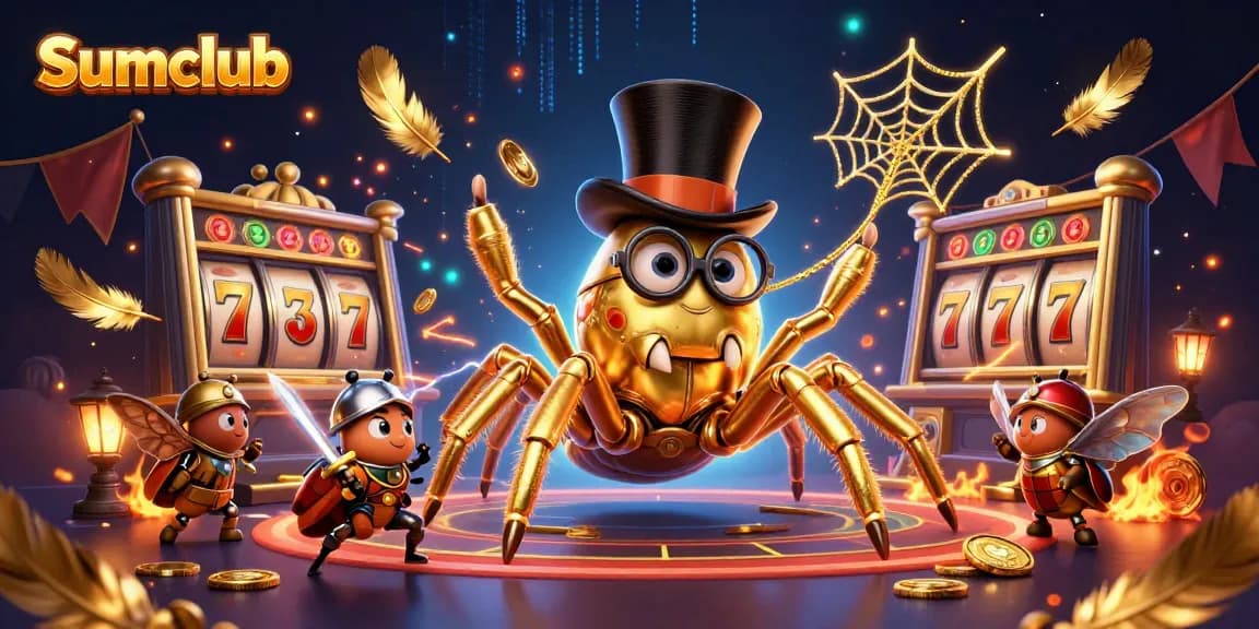 Experience the excitement at Sumclub with a vibrant 3D casino illustration featuring unique characters.