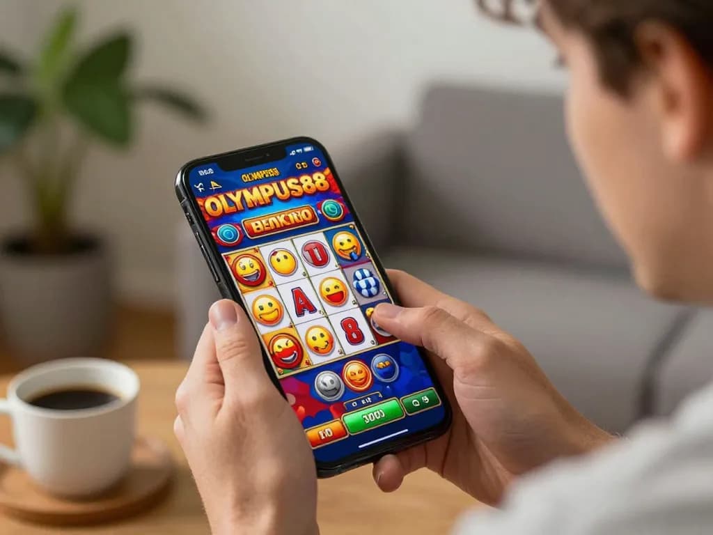 Experience thrilling gameplay on OLYMPUS88 with vibrant slots displayed on a smartphone.