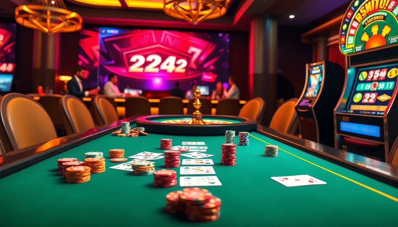 Experience thrilling gameplay at https://58win.watch/ with enticing casino elements like poker tables and slot machines.