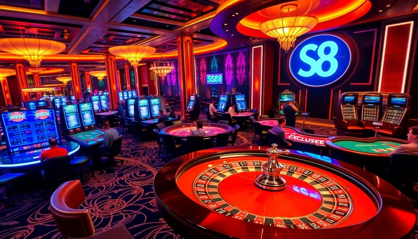 S8 casino scene with roulette wheel and excited players enjoying high-stakes gaming