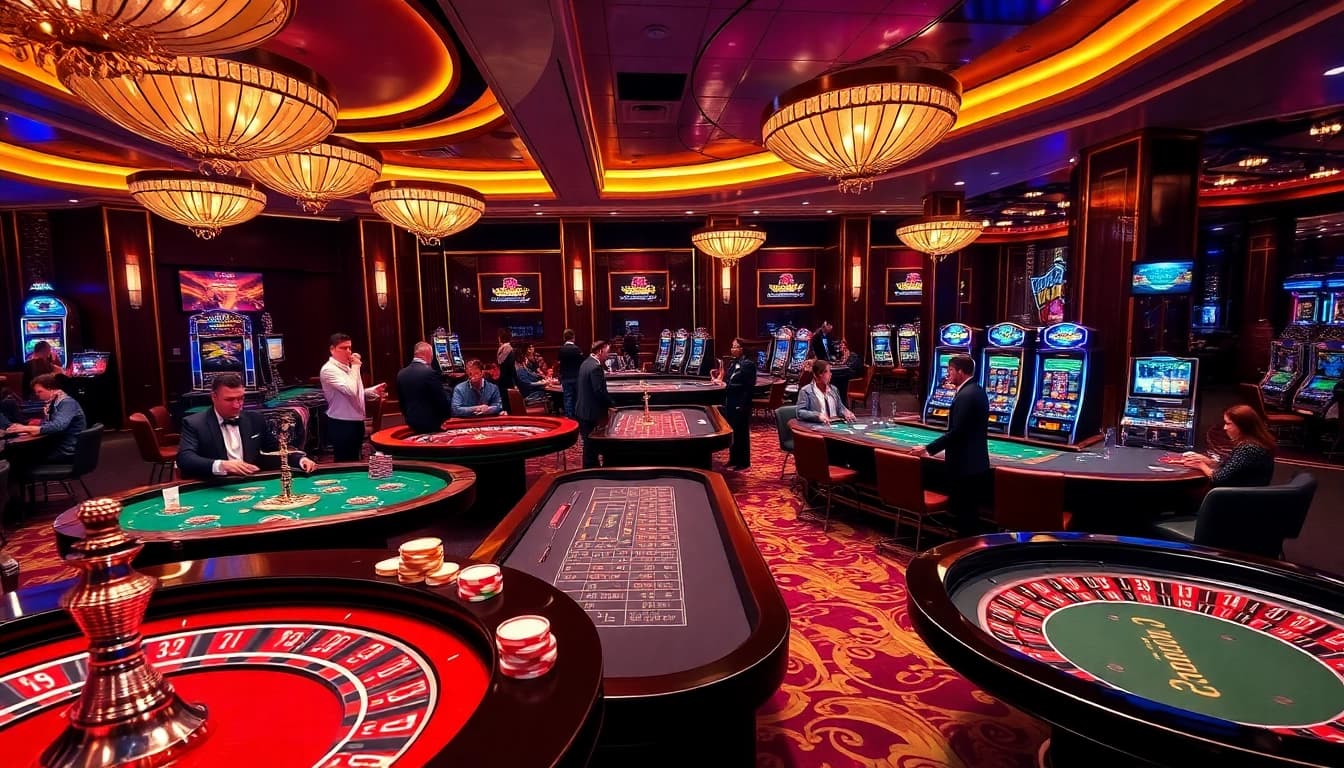 Experience the thrill of luxury gaming at tv88.page with vibrant casino tables and engaged players.