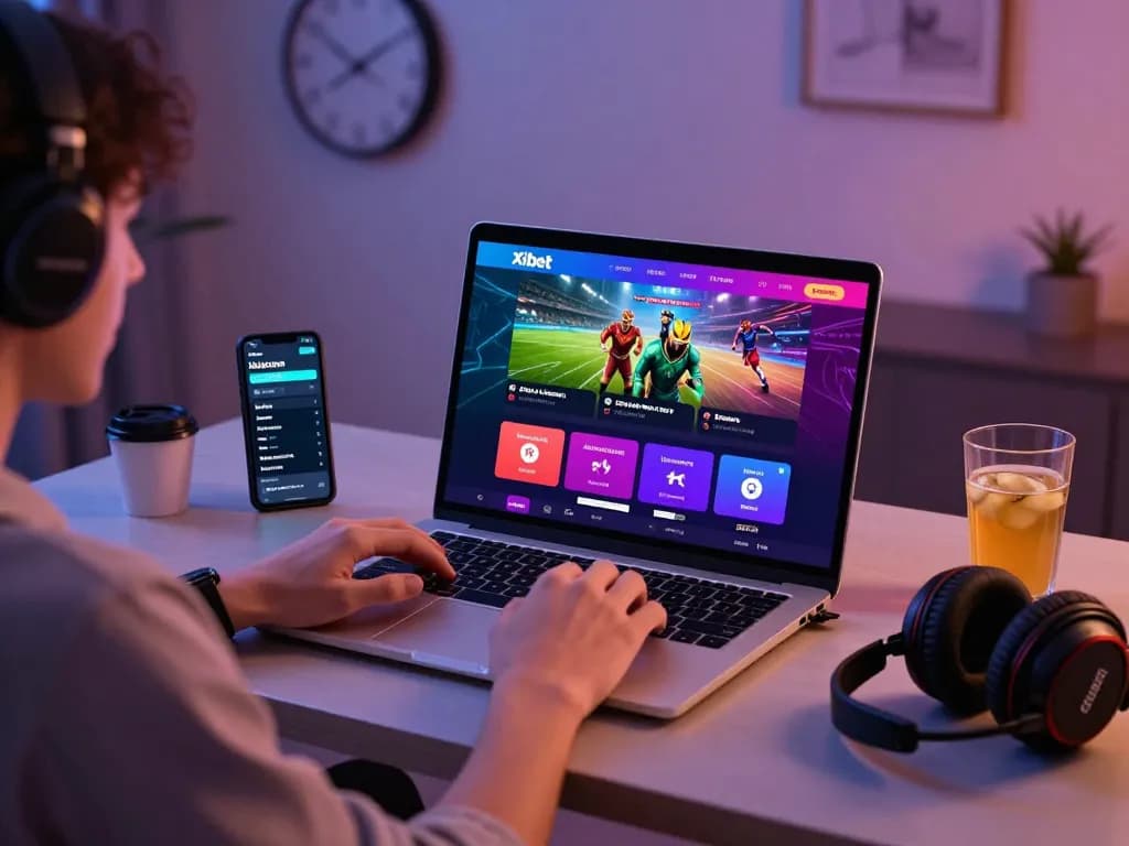 Player engaging with Xibet online gaming interface in a modern setup.