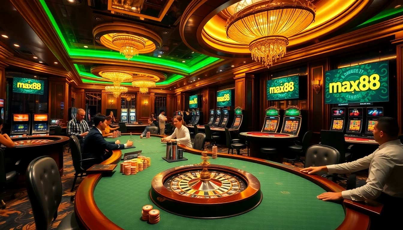 Experience the thrill of winning at max88's vibrant casino with exciting games and animated visuals.