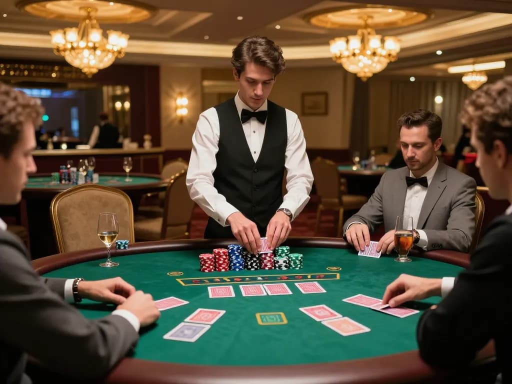 Engaged players at SC88 blackjack table showcasing strategy and excitement in upscale casino.