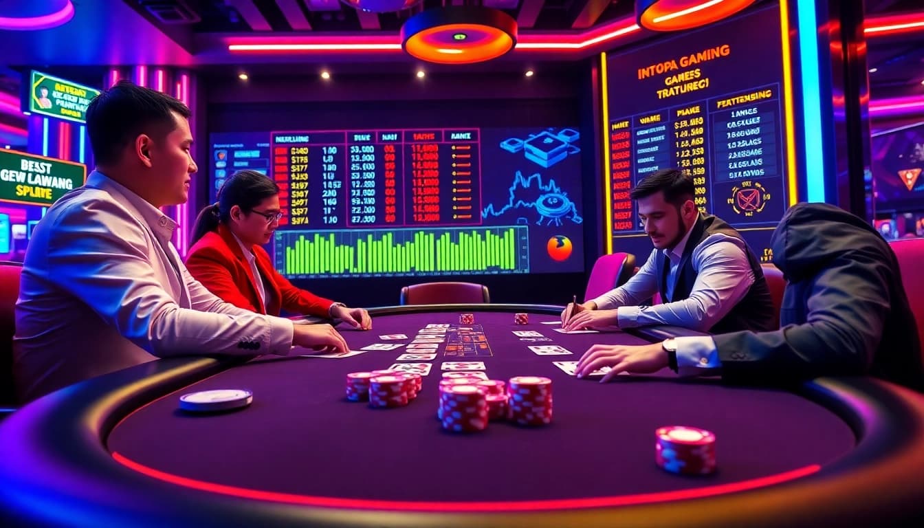Intense poker game at a refined casino inspired by https://lc88app.com/ showcasing betting action.