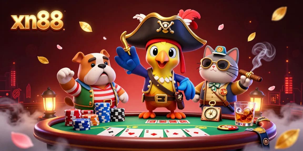 Experience the excitement of xn88 casino fun with vibrant scenes of poker games and casino elements.