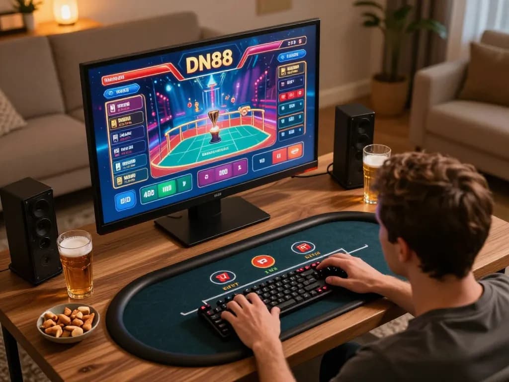 Engaging online gambling experience with DN88 displayed on screen, showcasing vibrant graphics.