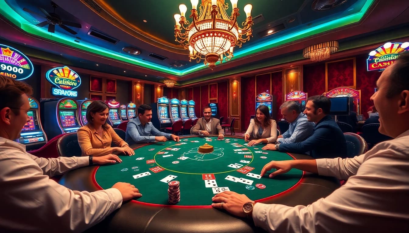 Engage in a high-stakes poker game at https://open88.bid/ with vibrant chips and electrifying casino ambiance.