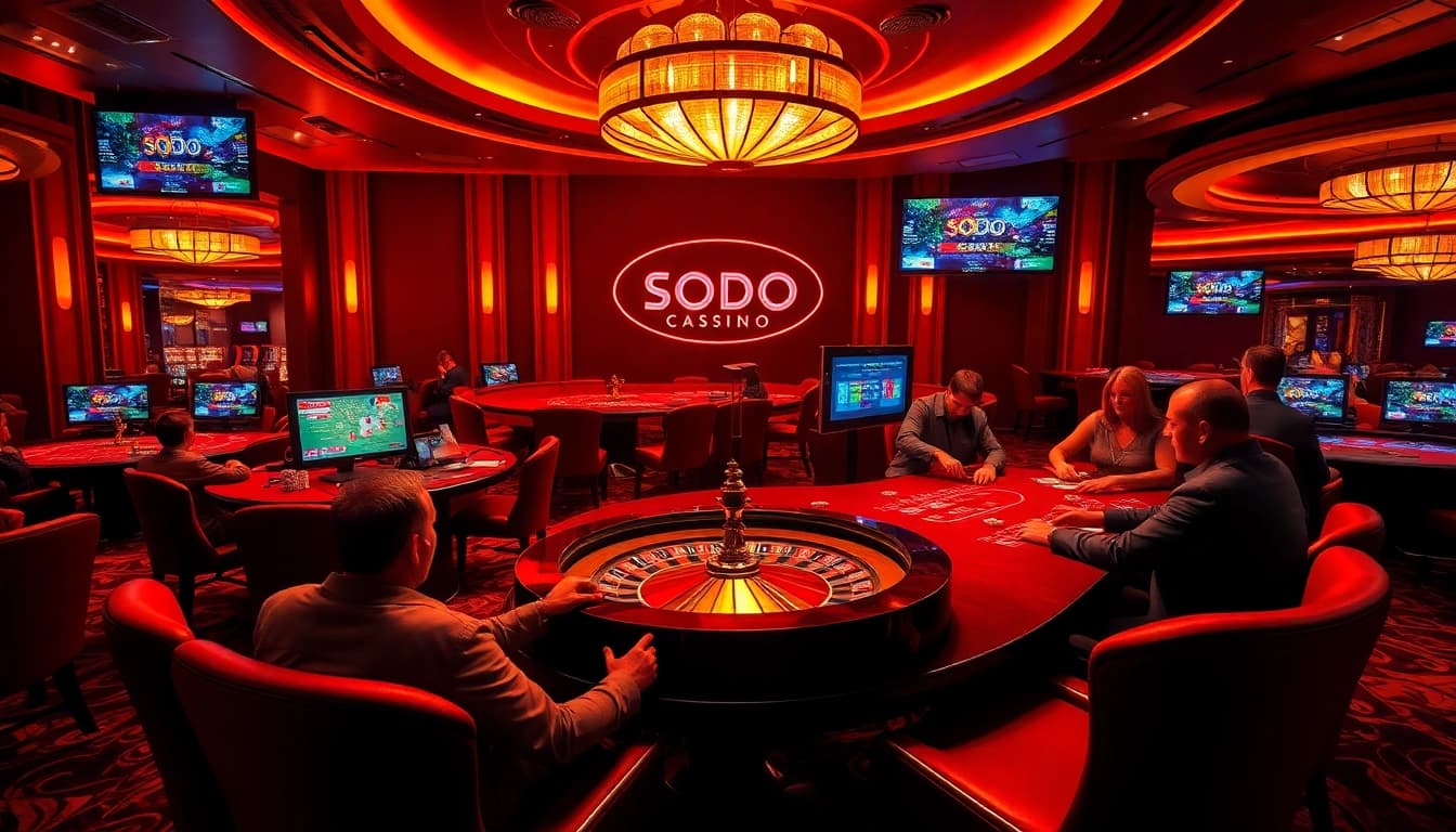 Experience the thrill and excitement of SODO CASINO with lively games at a luxurious table.