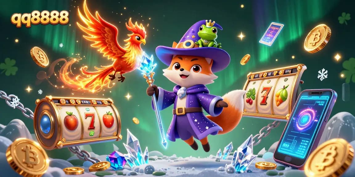 Experience excitement and jackpots with qq8888 in this vibrant 3D illustration featuring engaging casino elements.