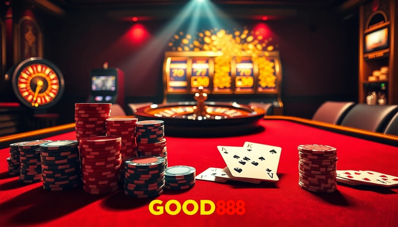 Experience the thrill of high-stakes gaming at GOOD88's luxurious casino tables.