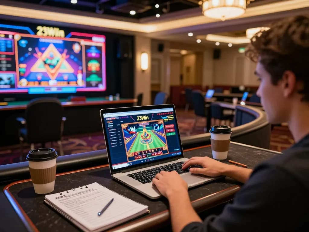 Player engaged on the 23Win casino platform, showcasing a strategic gaming moment.