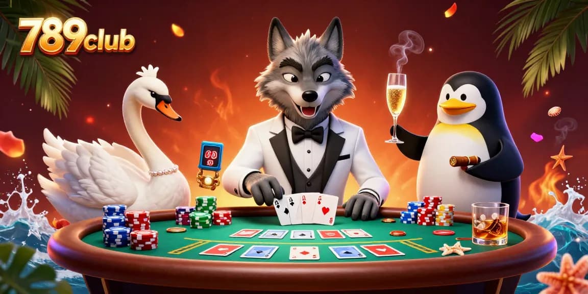 Experience thrilling games at 789club featuring a sophisticated baccarat scene with iconic characters.
