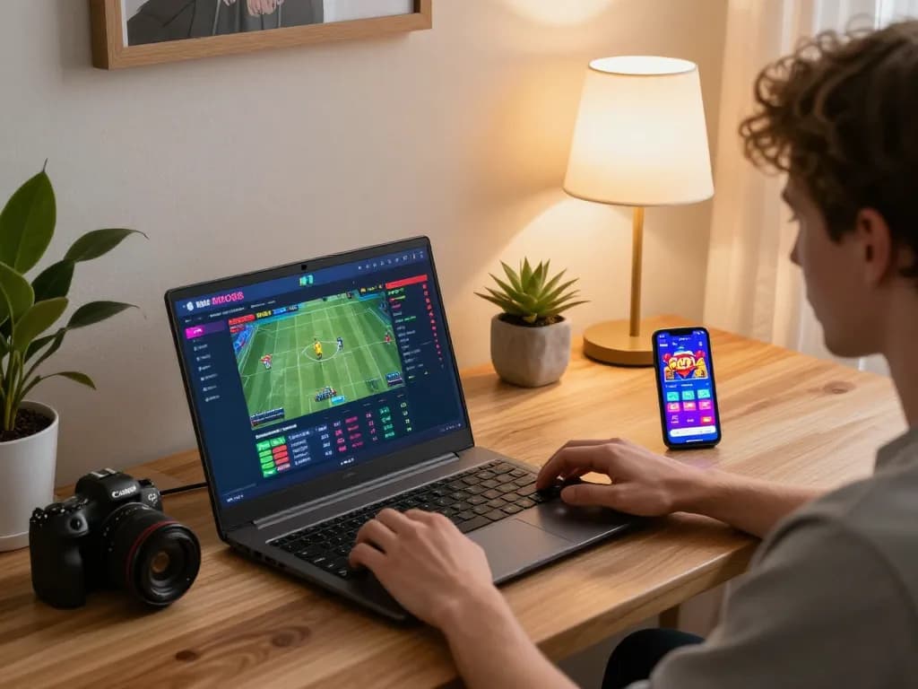 MISO88 online gaming setup with player engaged in live betting on a laptop
