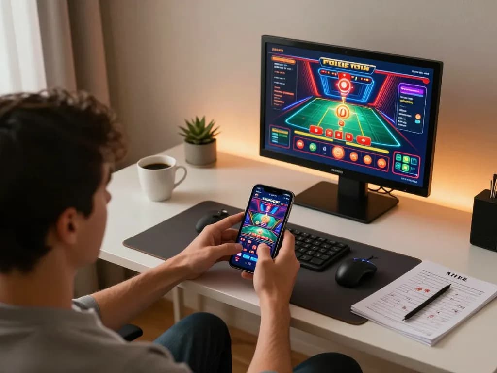 F168 player engaging in immersive online casino experience using a mobile app at home.