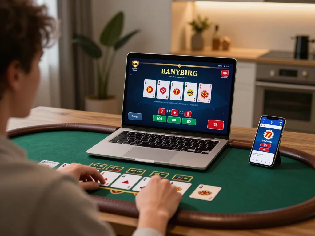 Engaging with 79king live dealer blackjack game on laptop in a cozy home setting