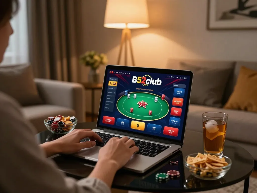 Engaging B52club online gaming session at home with stylish setup and cozy atmosphere.