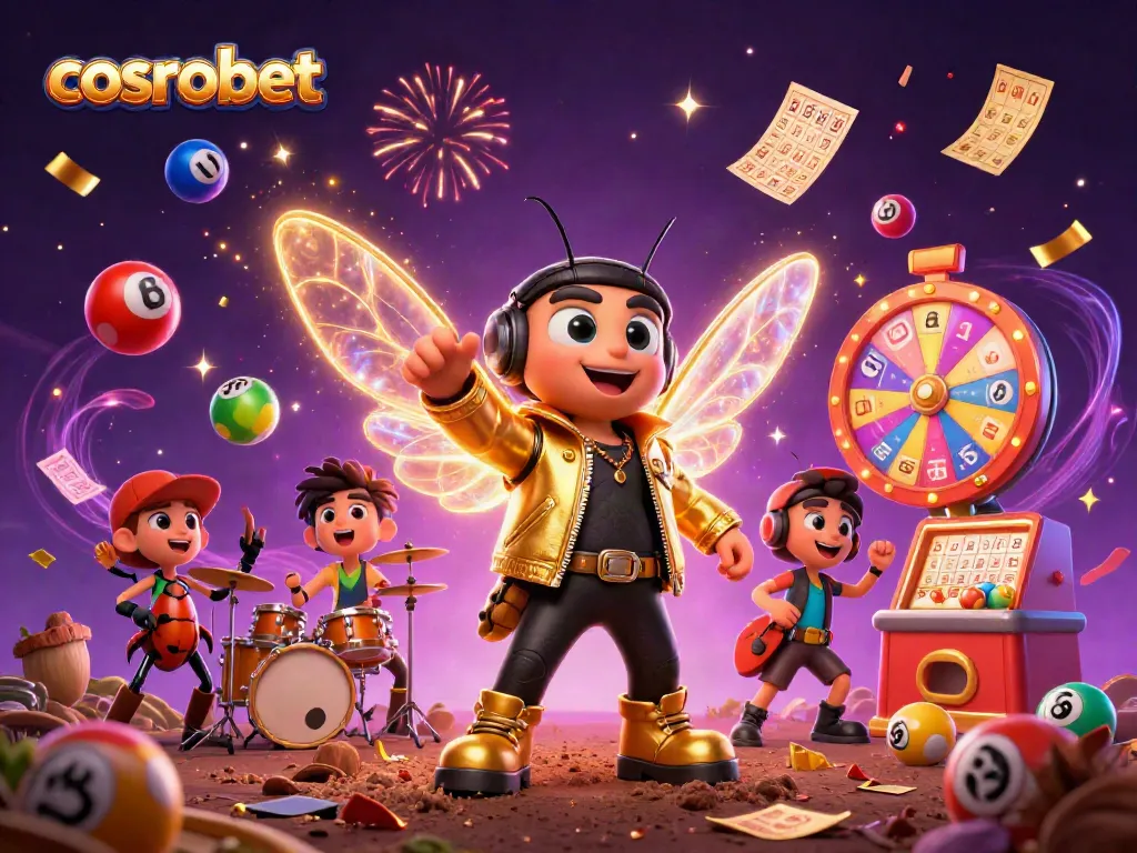 Experience the thrill of cosmobet with vibrant casino-themed 3D illustration and characters.