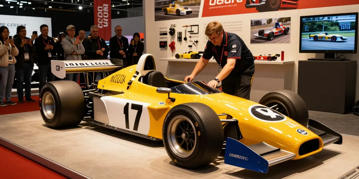 Lola LC88 displayed at an exhibition highlighting its historical racing significance with enthusiastic spectators.